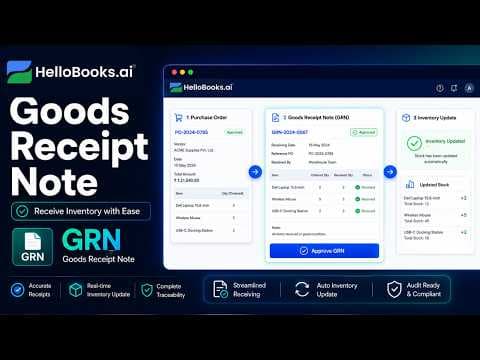 Goods Receipt Note (GRN) in HelloBooks AI | Receive Inventory with Ease