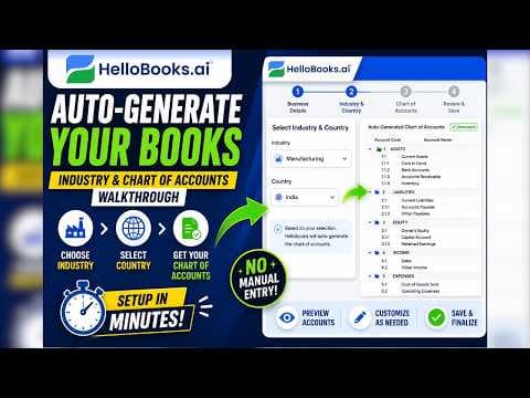 Industry & Chart of Accounts Walkthrough in Hellobooks | Auto-Generate Your Books