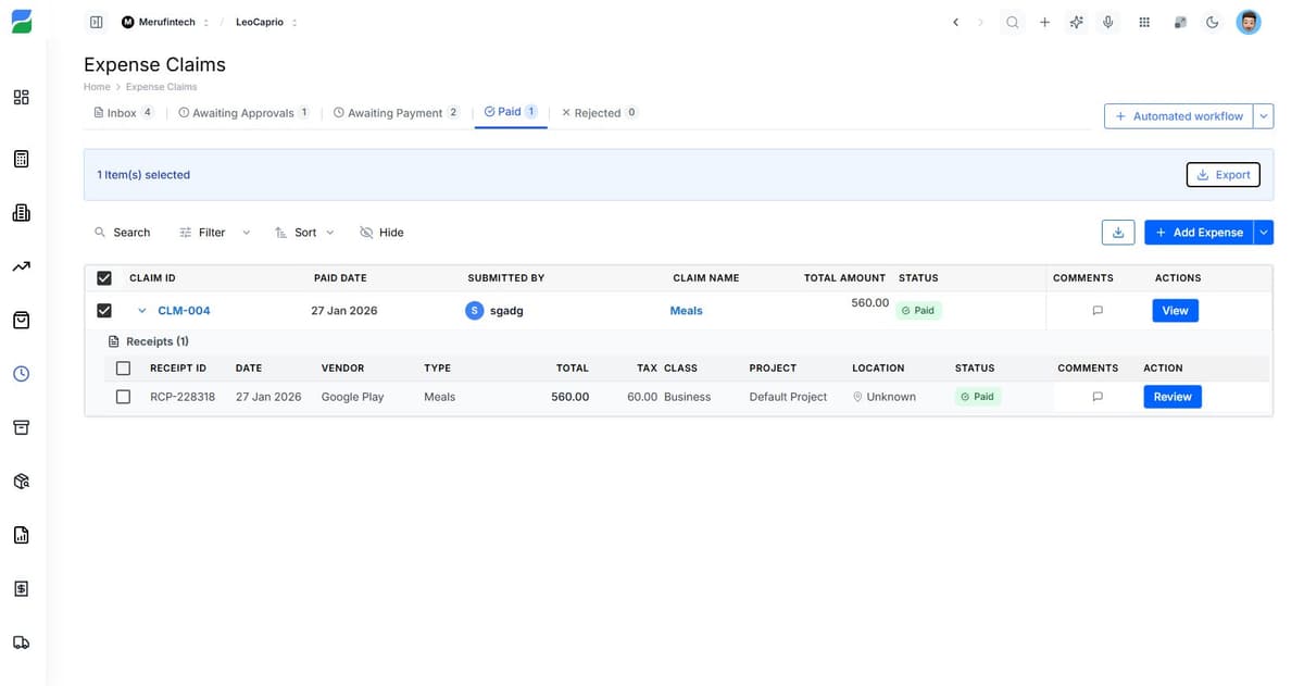 Expense Claims Dashboard