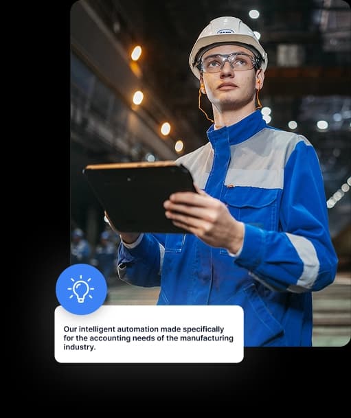 Factory worker with tablet