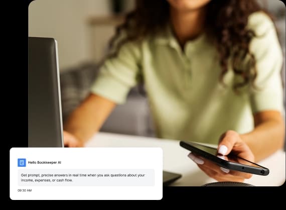 Woman using phone with AI chat