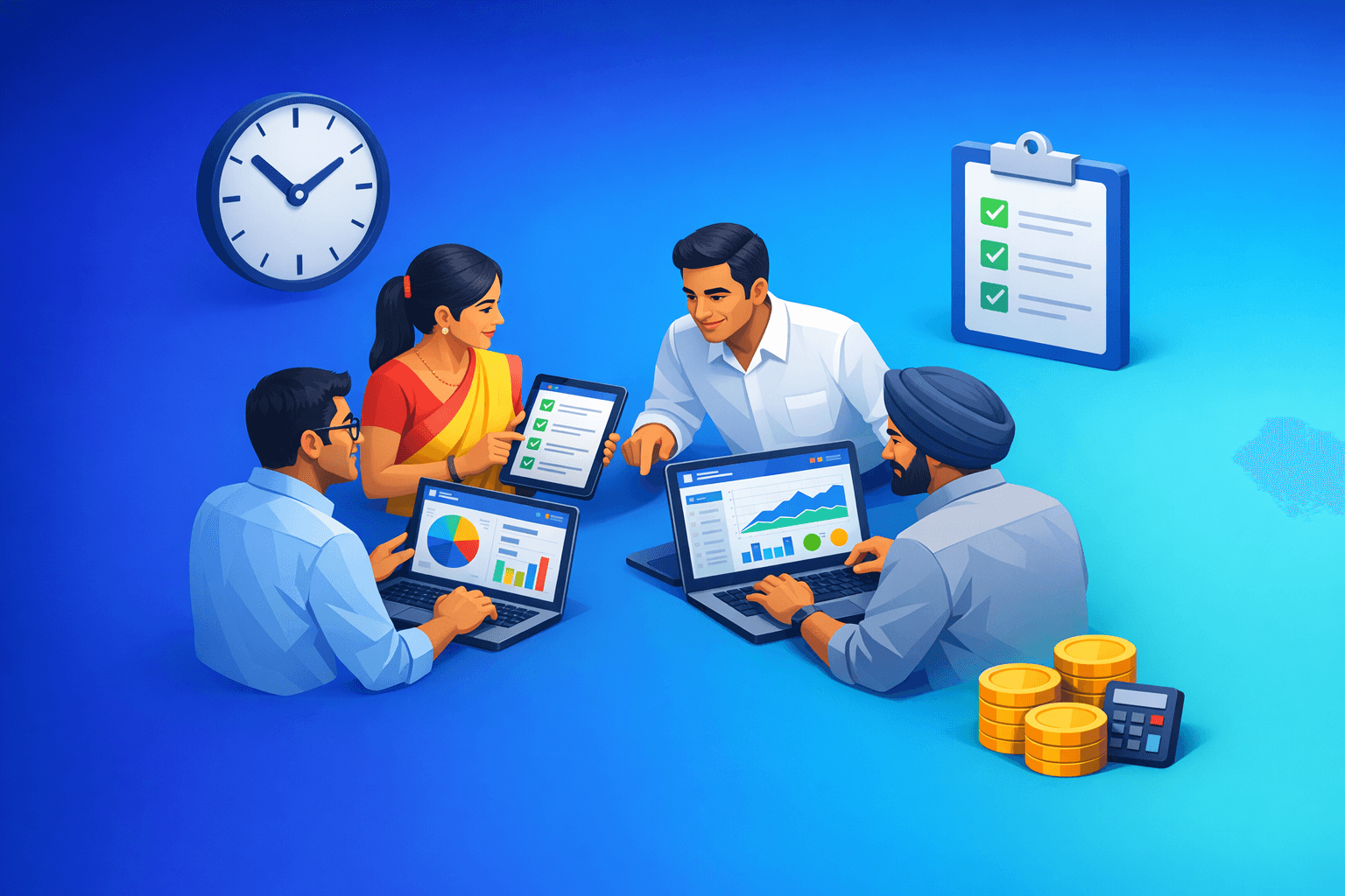 Cover: Benefits of payroll solutions for Indian businesses. Payroll Solutions Benefits for Indian Businesse