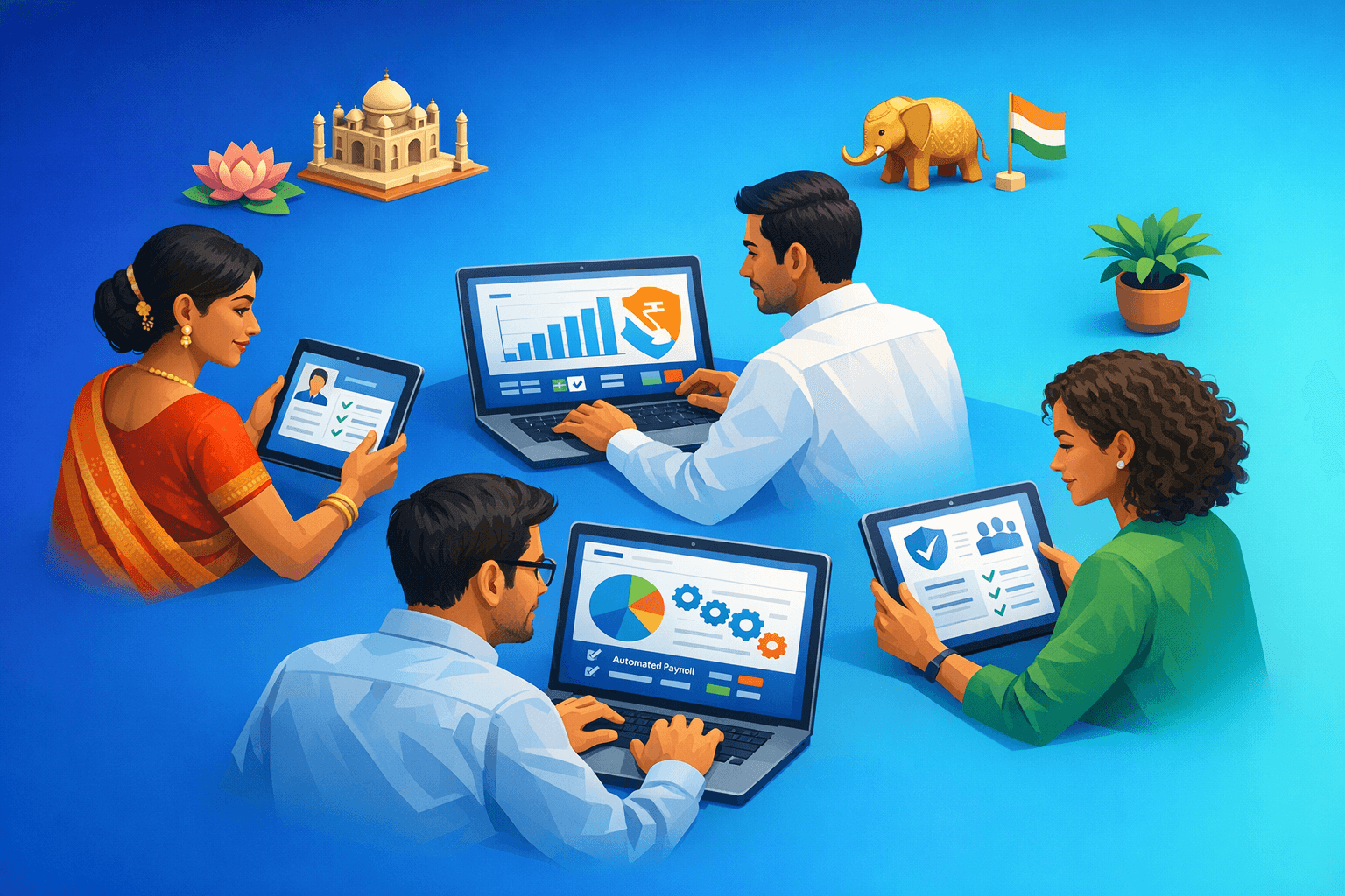 Cover: Comparison of payroll and HR management solutions for small and medium businesses in India. Payroll