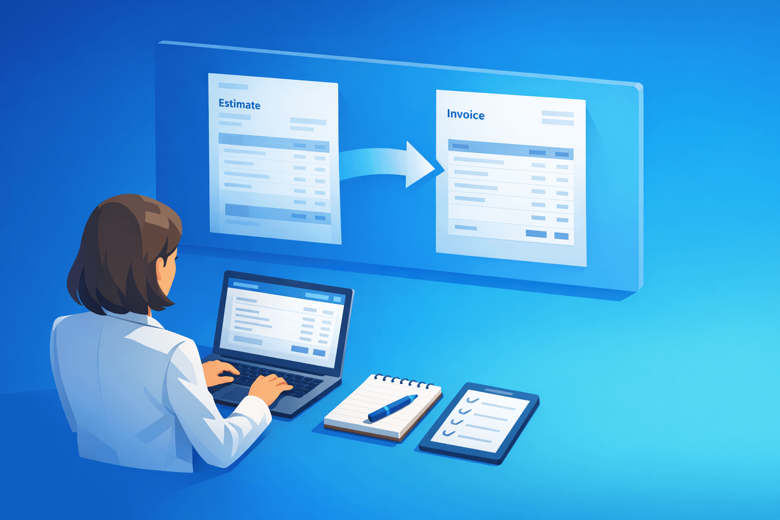Cover: Create an estimate and convert it to an invoice in an accounting system. Convert Estimates to Invoic