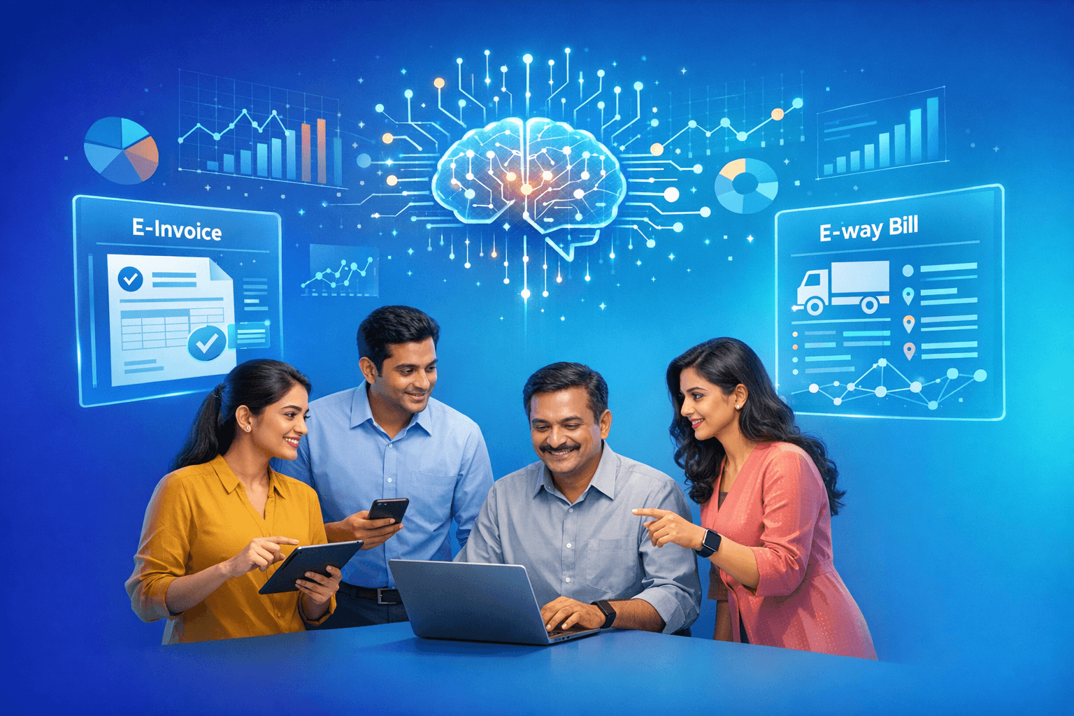 Cover: How AI is Simplifying e-Invoice and e-Way Bill Compliance for Indian SMEs. AI for e-Invoice Complian