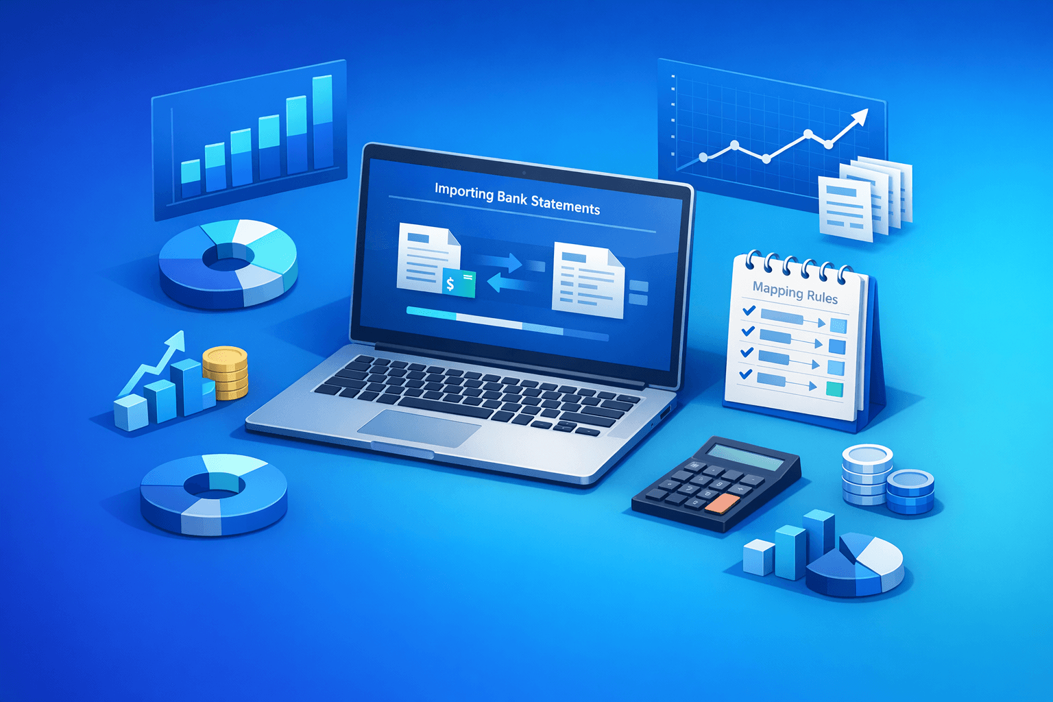 Cover: How to Import Bank Statements into Tally — Formats and Tips. Import Bank Statements into Accounting