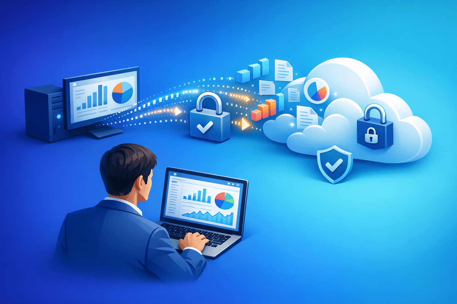 Cover: How to Move from Tally Desktop to Cloud Accounting. Move from Desktop to Cloud Accounting. Step-by-s