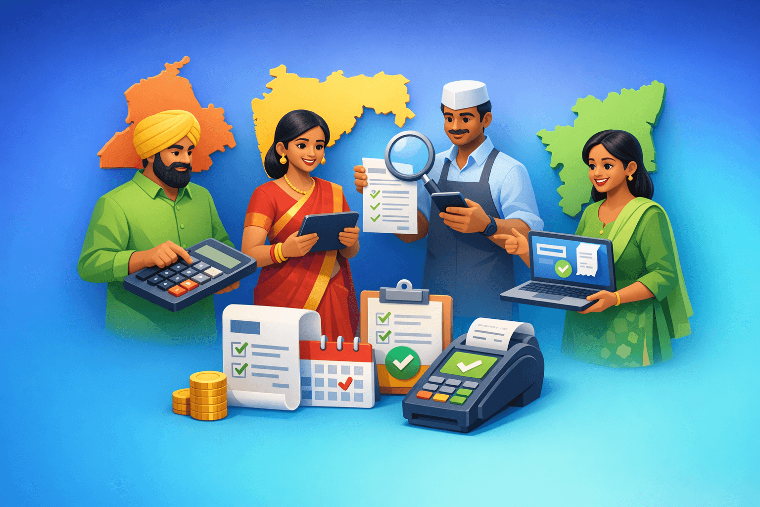 Cover: Professional Tax in India: State-Wise Rules for Small Businesses. Professional Tax Guide for Small B