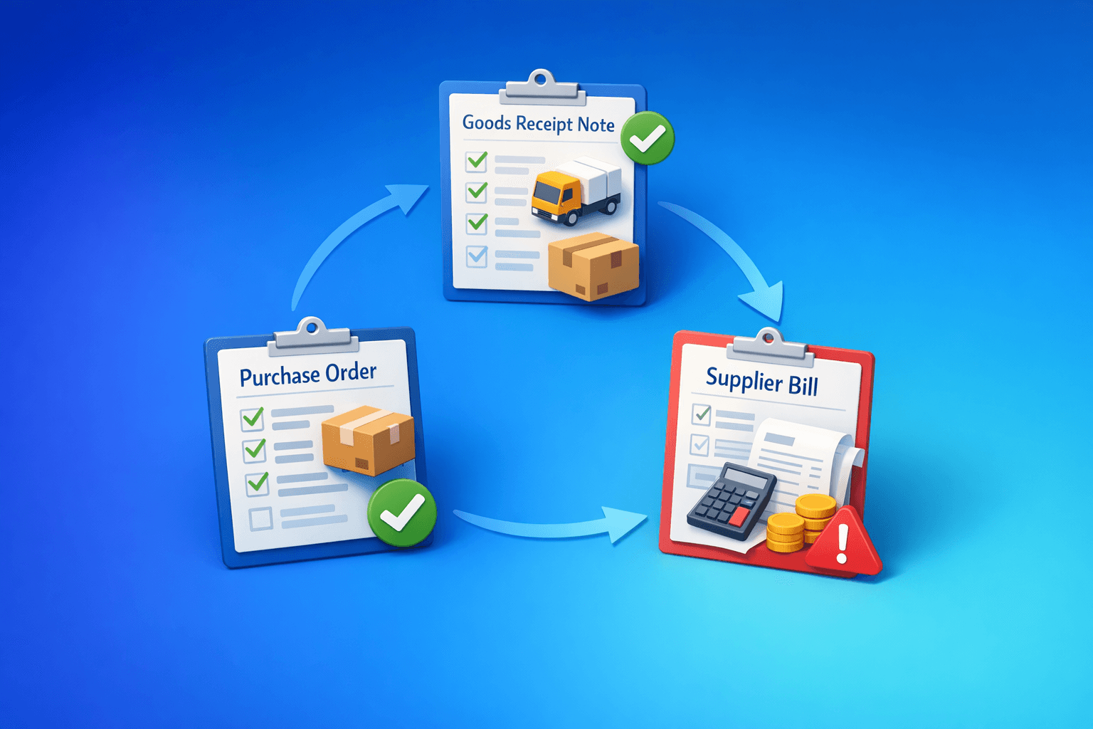 Cover: Purchase Order vs GRN vs Bill Matching — 3-Way Matching Explained. 3-Way Matching: PO vs GRN vs Bill