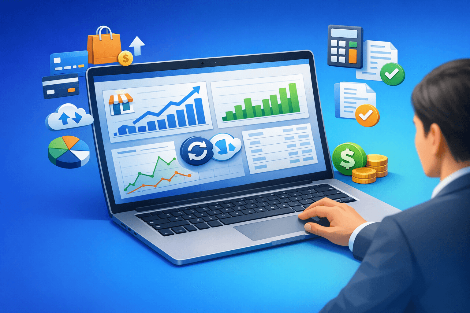 Cover: Using an e-commerce connector with an accounting system. Guide to Ecommerce Accounting Integration.