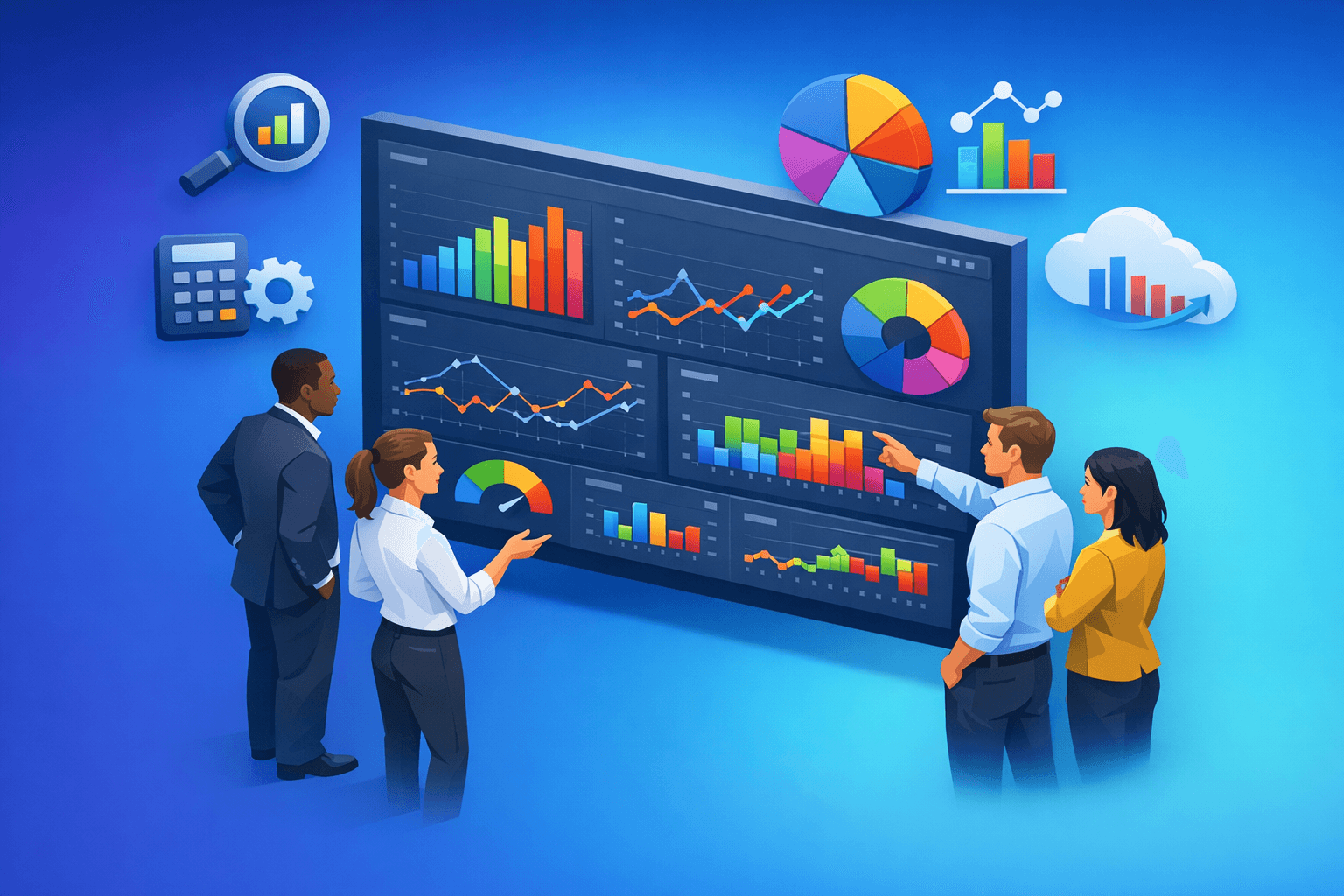 Cover: Using business intelligence to customize KPIs, dashboards, and reports in an accounting system. Cust