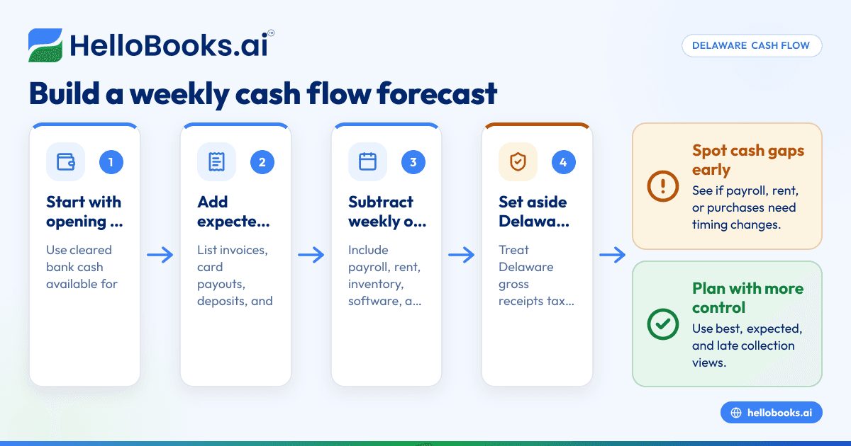Cash Flow Forecast for Delaware Small Businesses in the United States: How Owners Can Plan Weekly Around Invoices, Payroll, and Sales Tax