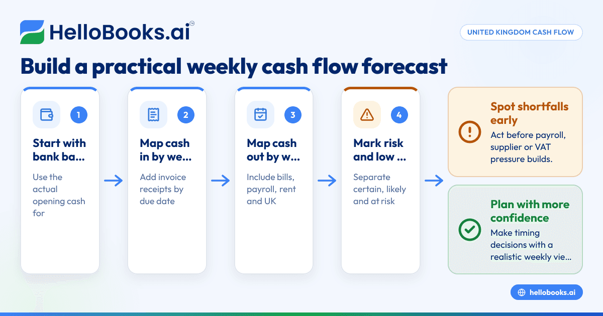 Cash Flow Forecasting for Small Businesses in United Kingdom: A Practical Weekly Method Using Invoices, Bills and VAT Dates