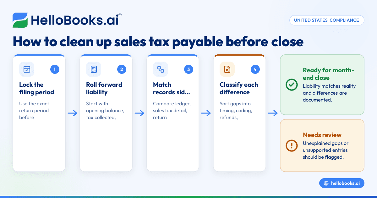 Sales Tax Payable Cleanup in the United States: How Small Businesses Fix Filing Mismatches Before Month-End Close