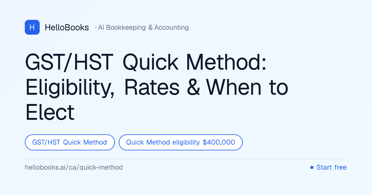 GST/HST Quick Method: Eligibility, Rates & When to Elect | HelloBooks.ai